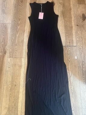 Quince Black Sleeveless Maxi Sheath Dress